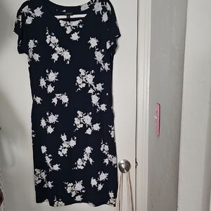 J. Jill Navy Floral Midi Dress